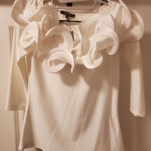 Gracia Off White Ruffle Shirt